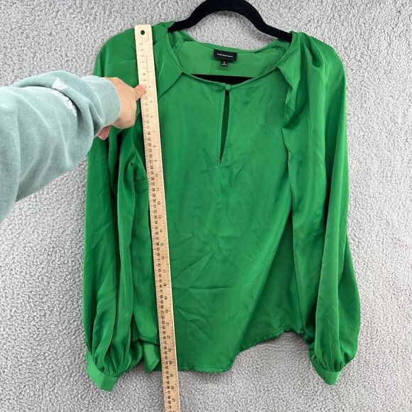Who What Wear Balloon Long Sleeve Keyhole Blouse Kelly Green Sz Small - Picture 8 of 11